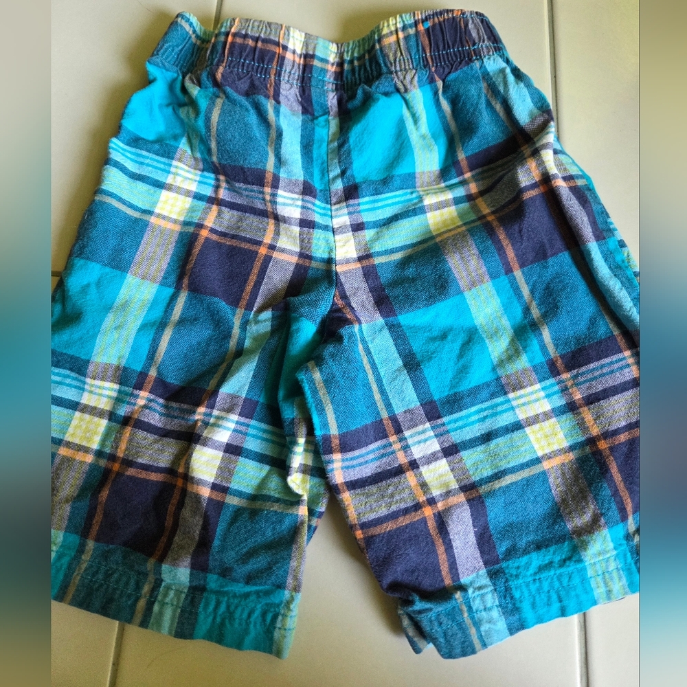 3T Boys Carter's Blue and Yellow Plaid Kids Shorts - Picture 3 of 3